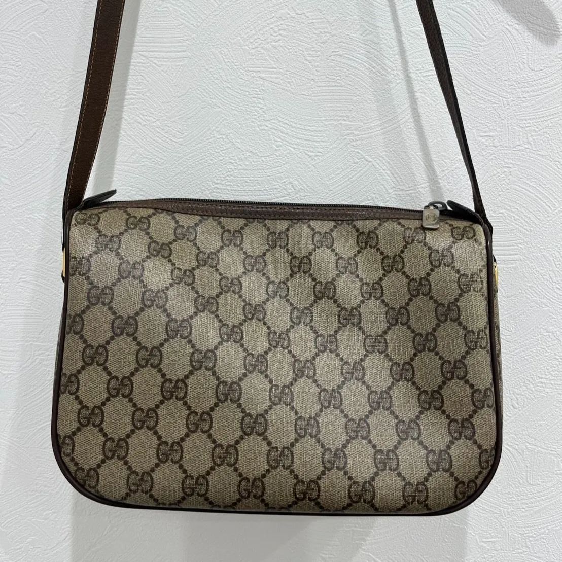 【美品】グッチ トラベルバッグ シェリーライン マイクロGG PVC GUCCI オールドグッチ ショルダーバッグ シェリーライン 89.02