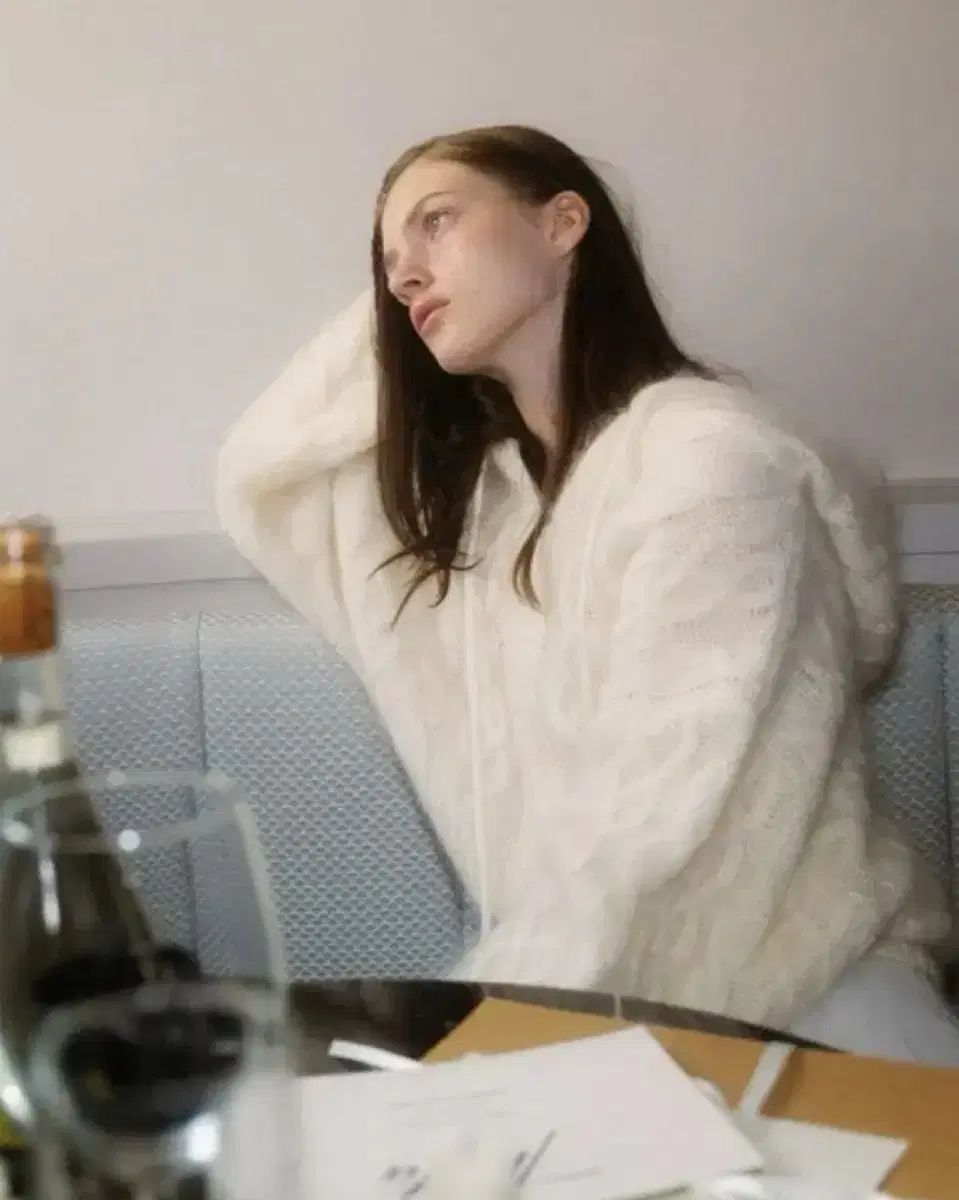 THETIS モヘア ニットフードジップアップ クリーム