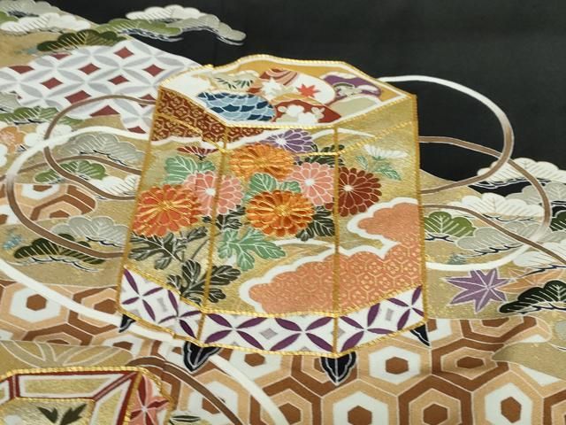 平和屋着物○京友禅作家 山科春宣 黒留袖 松文 たたき染め 正絹