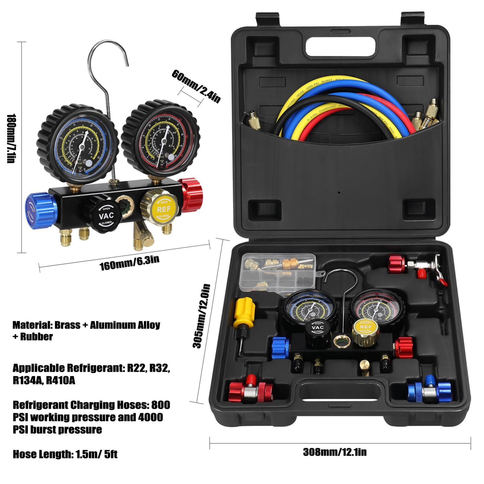 5フィートホース付き 真鍮製クイックカプラーアダプター