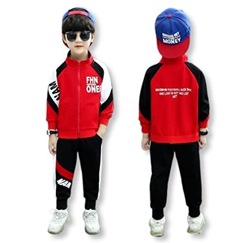 レッド（130） [MTP u0026 Style] キッズ ジャージ 上下 セットアップ 男の子 スポーツ ダンス トレーニング ウェア ボーイズ 長袖 (レッド（130）)