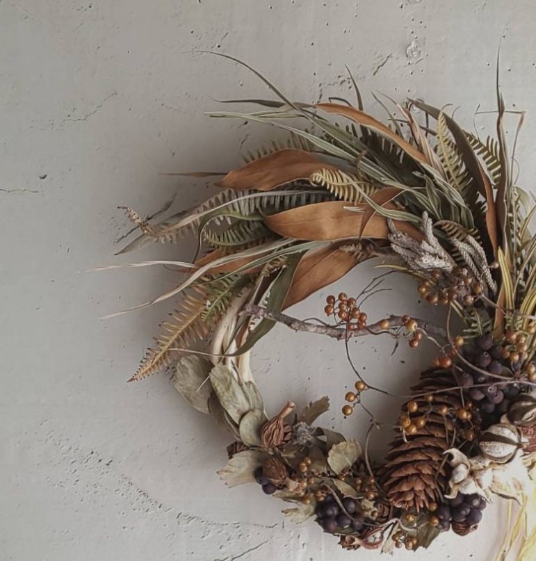 ドライフラワーリース（グレビレアゴールド） - オレンジライフ