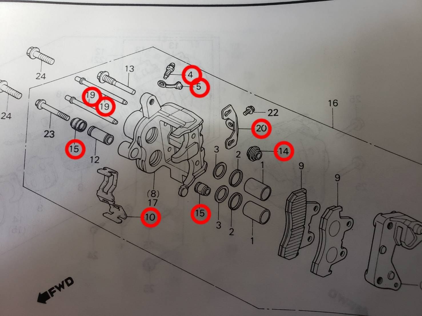 CB400N NISSIN ニッシン フロント 2Pダブルキャリパーブーツ ピン