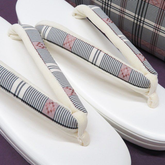 バッグ 草履 2点セット 和装小物 24.5cm Fサイズ Lサイズ 格子模様 黒色 退紅色 きもの北條 A1277-1