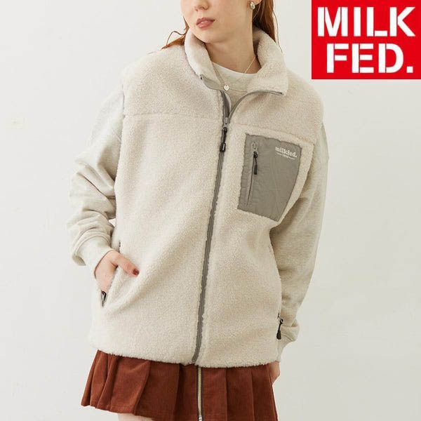 ミルクフェド ボア ベスト ジャケット ブルゾン MILKFED レディース アウター LOGO BOA VEST 103254021002 レディースコート コート ブランド シンプル おしゃれ ボアベスト ボアブルゾン 白 ホワイト