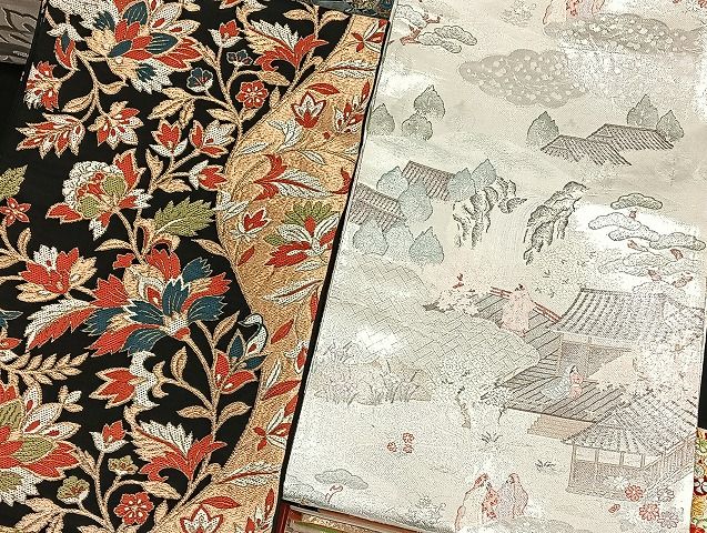 【袋帯】未使用品/本金箔煌めく＊西陣織＊鳳凰と鶴の吉祥文/花尽くし/424cm 平和屋本店□袋帯 西陣 まとめて100点 鳳凰 鶴 孔雀 人物 向かい
