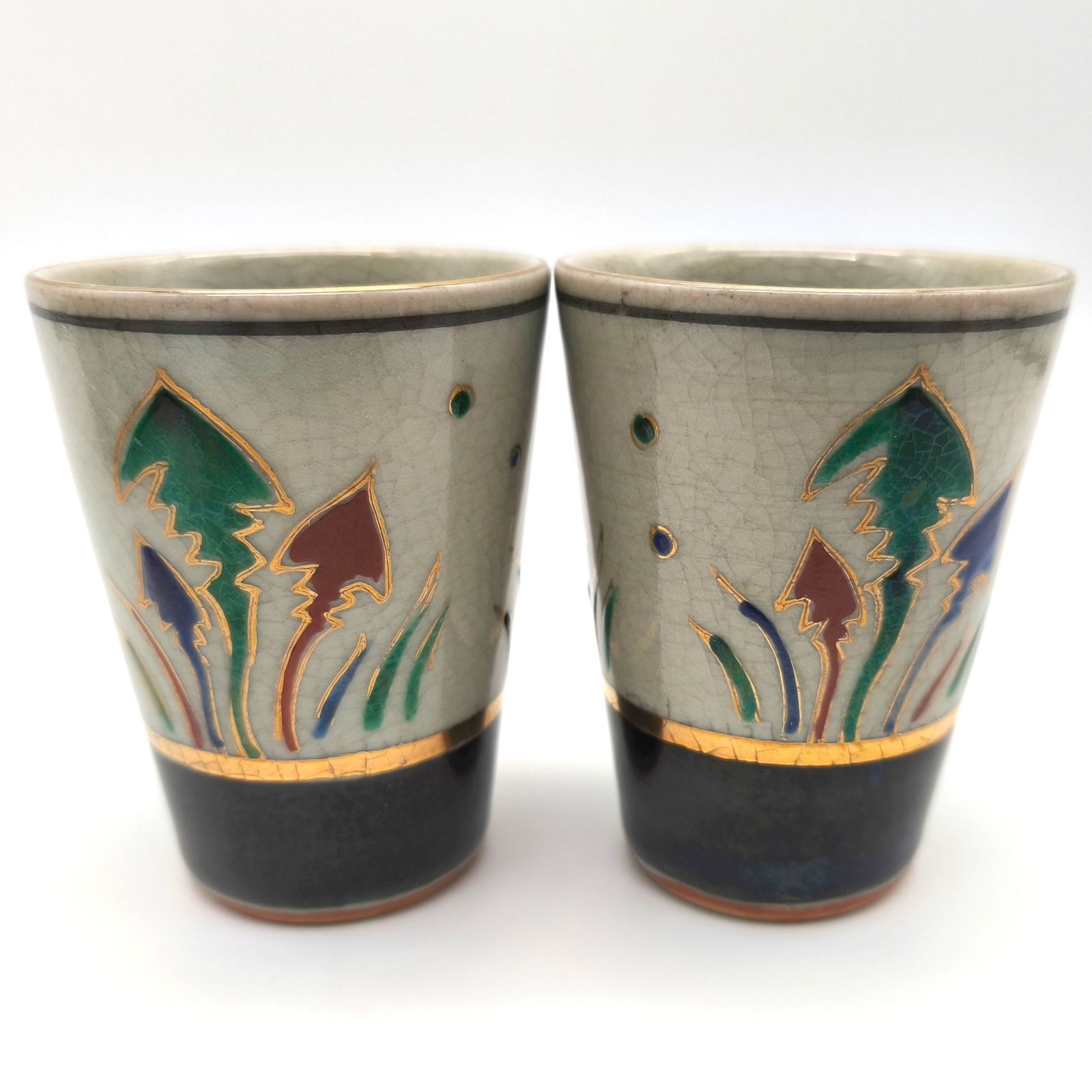 九谷焼・銚子・猪口・酒器・陶器・蟹・5客揃・No.250625-44