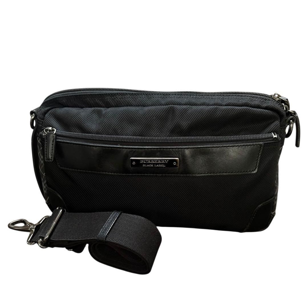BURBERRY BLACK LABEL バーバリーブラックレーベル ナイロン ショルダーバッグ ノバチェック ウエストバッグ ポシェット 斜め掛け ブラック