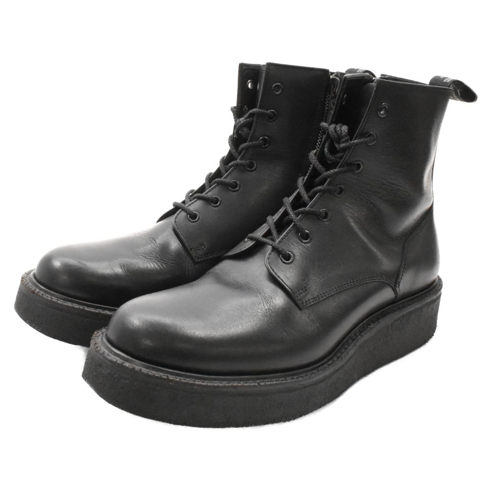 foot the coacher フットザコーチャー ANARCHO アナルコ サイドジップ レースアップブーツ ブラック foot the coacher (フットザコーチャー) ANARCHO アナルコ サイド