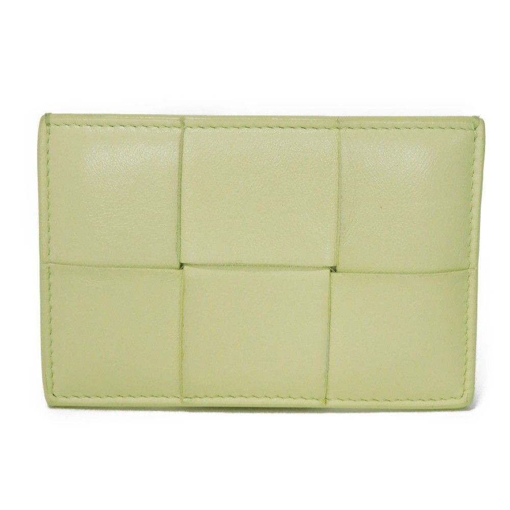 BOTTEGAVENETA ボッテガヴェネタ カセット クレジット カードホルダー パステル イエロー グリーン RFID ICチップ マキシ イントレチャート レモンウォッシュド カードケース 651401 VCQC4 9412