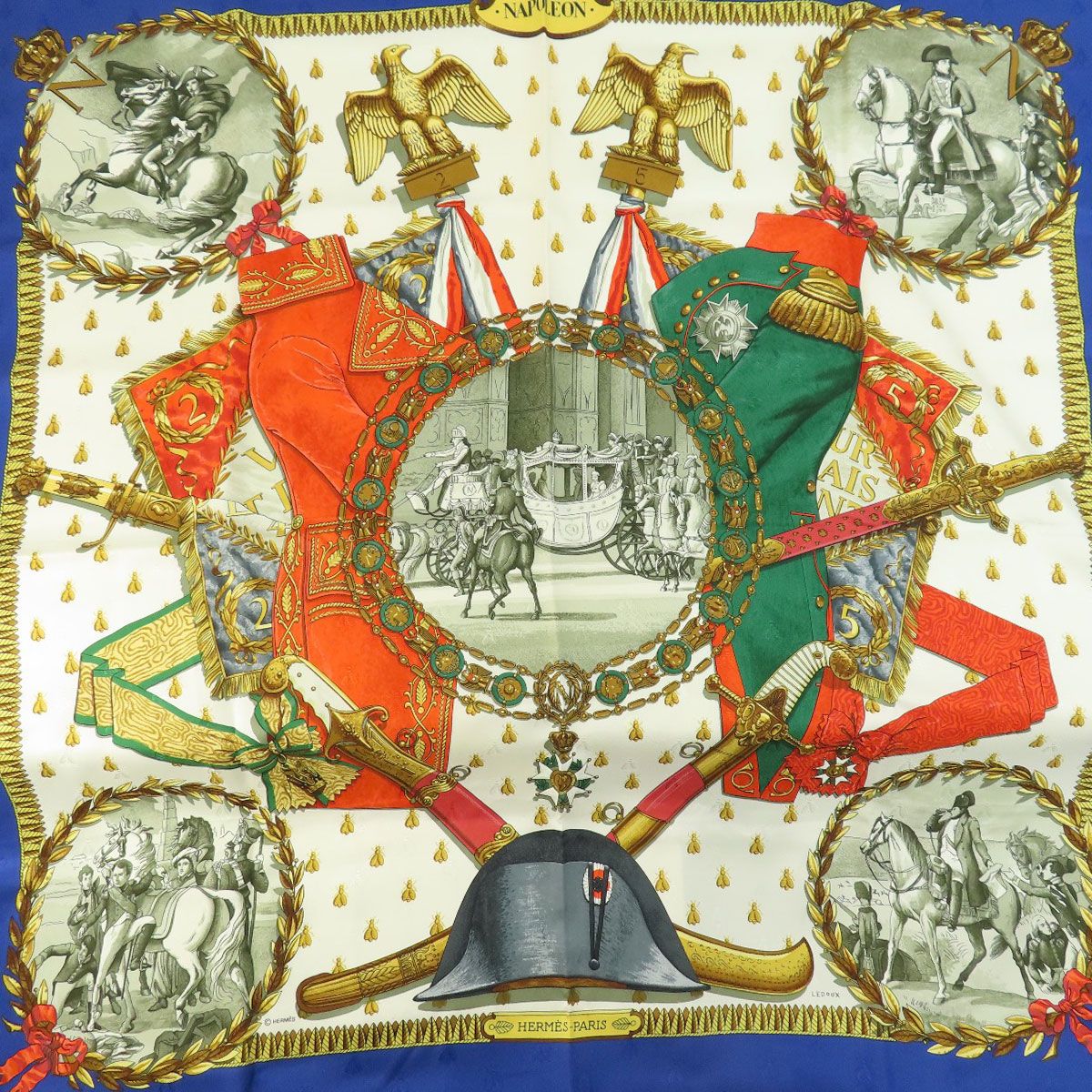 HERMES エルメス カレ90 NAPOLEON ナポレオン スカーフ シルク