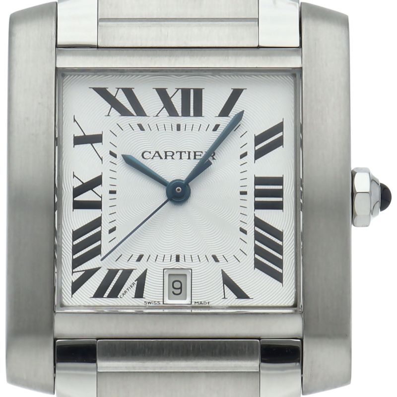 カルティエ タンクフランセーズLM ウォッチ オートマチック OH済 W51002Q3 箱 保証書 SS メンズ時計 シルバー O