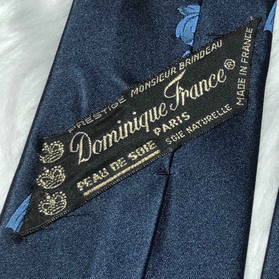 【美品】ドミニクフランス ネクタイ ポードゥソワ スリークラウン 花柄 ネイビー 美品】Dominique France ドミニクフランス ネクタイ ポードゥソワ