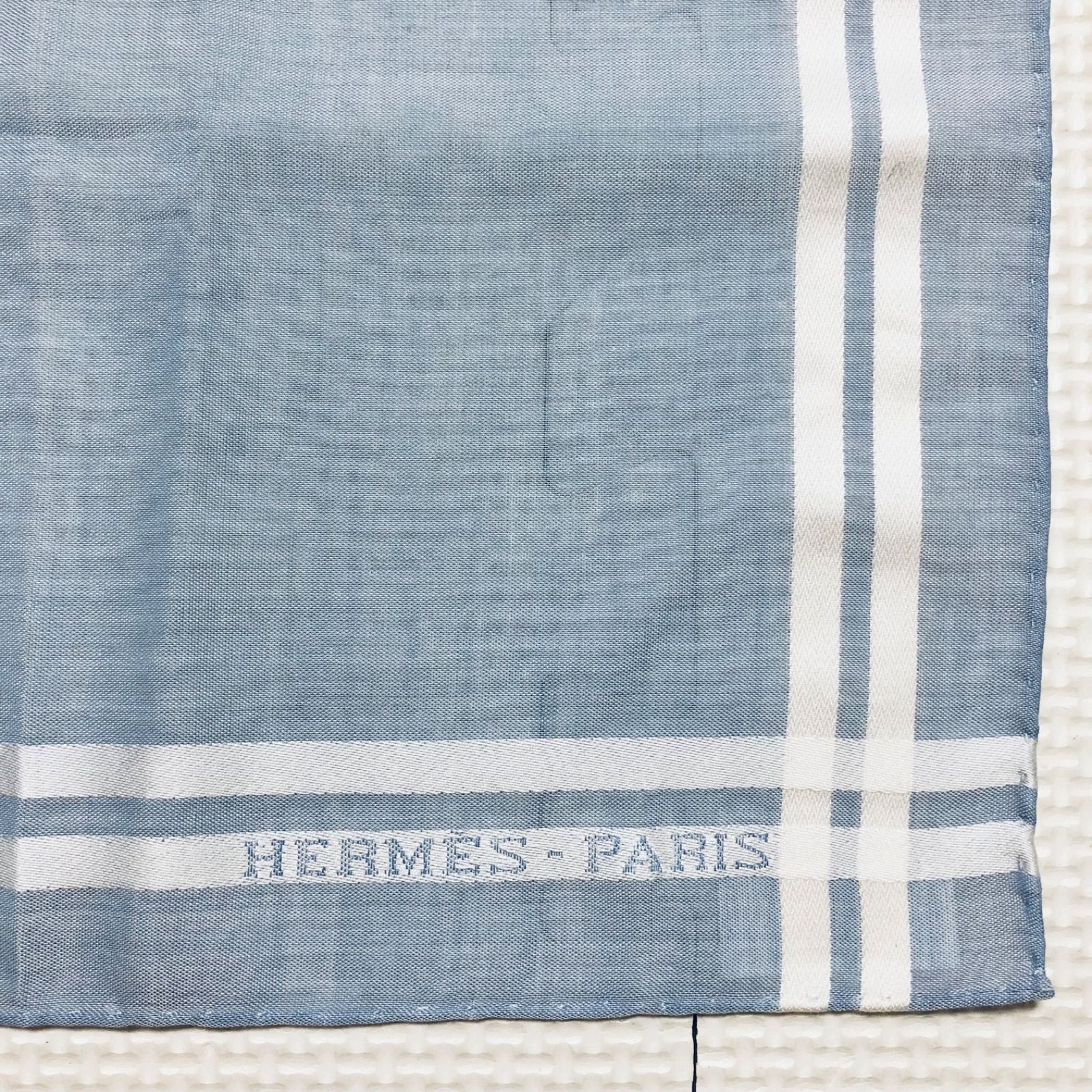 □未使用品□HERMES エルメス ハンカチ チーフ 47×47cm 二重線