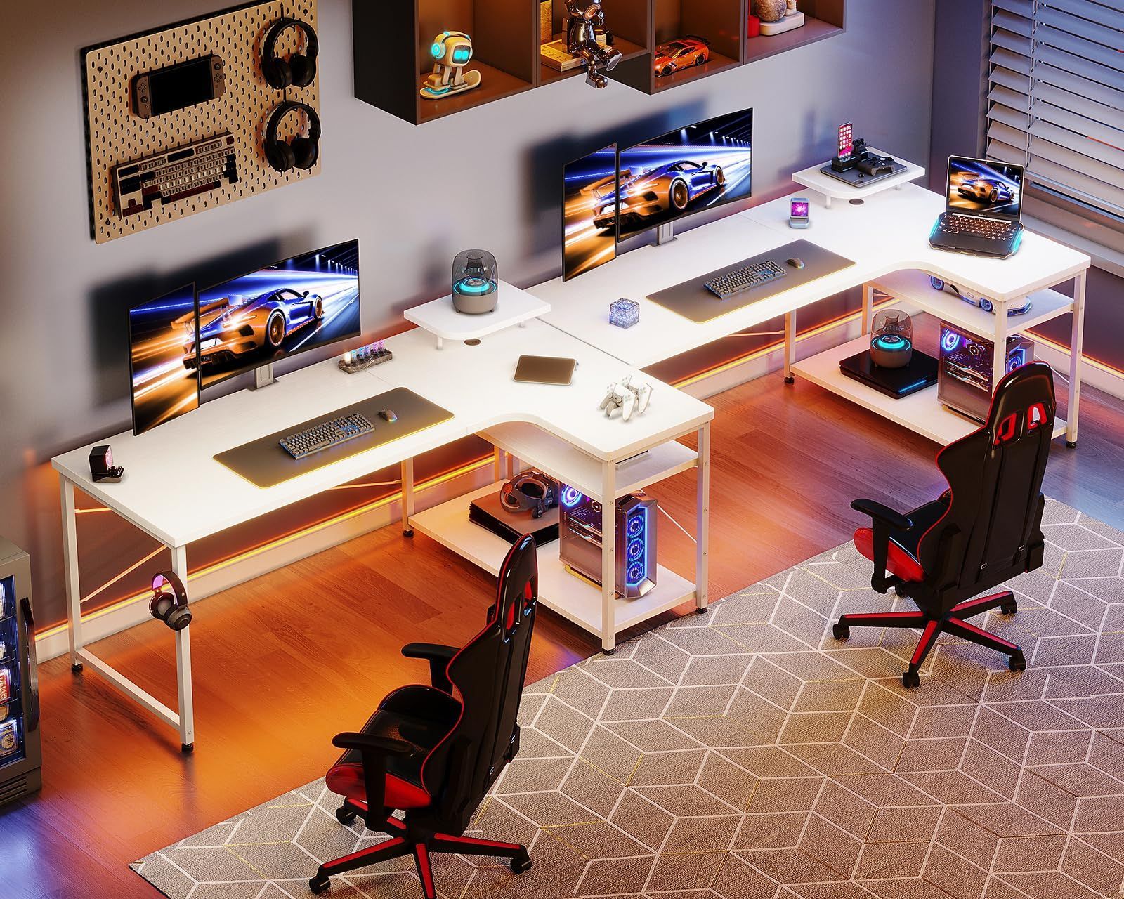 【M3098-160-118】ゲーミングデスク パソコンデスク L字　110㎝ M3098-160-118】ゲーミングデスク パソコンデスク L字 110㎝