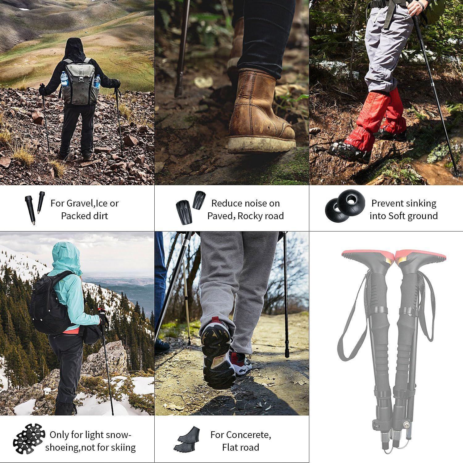 送料無料！ 在庫処分 Poles 振動低減調整 なトレッキングステッキ IP65防水 投光ライト付き 丈夫で折り畳み 軽量ステッキ すべての地形に適用Trekking Shock 登山ポール Absorbing Ampulla Adjustable