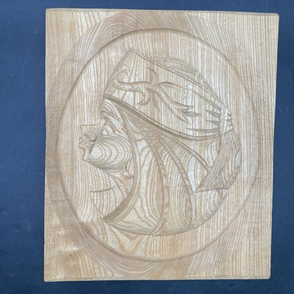 アイヌ木彫り特大アイヌ彫り壁掛け木彫