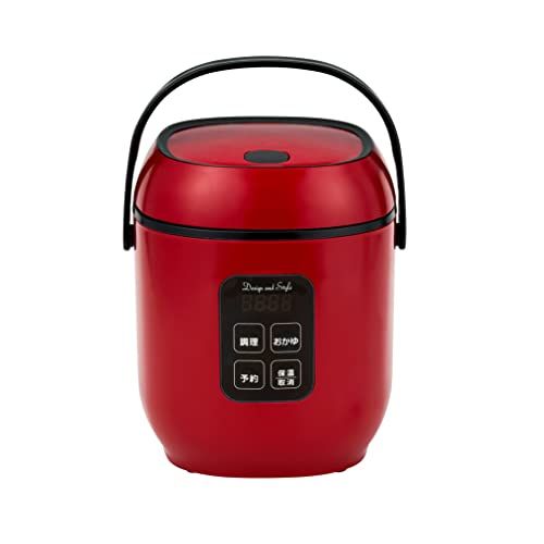 D-S ディーアンドエス コンパクトライス＆フードクッカー 小型炊飯器 炊飯器調理 0.5～1.5合炊き レッド レシピ