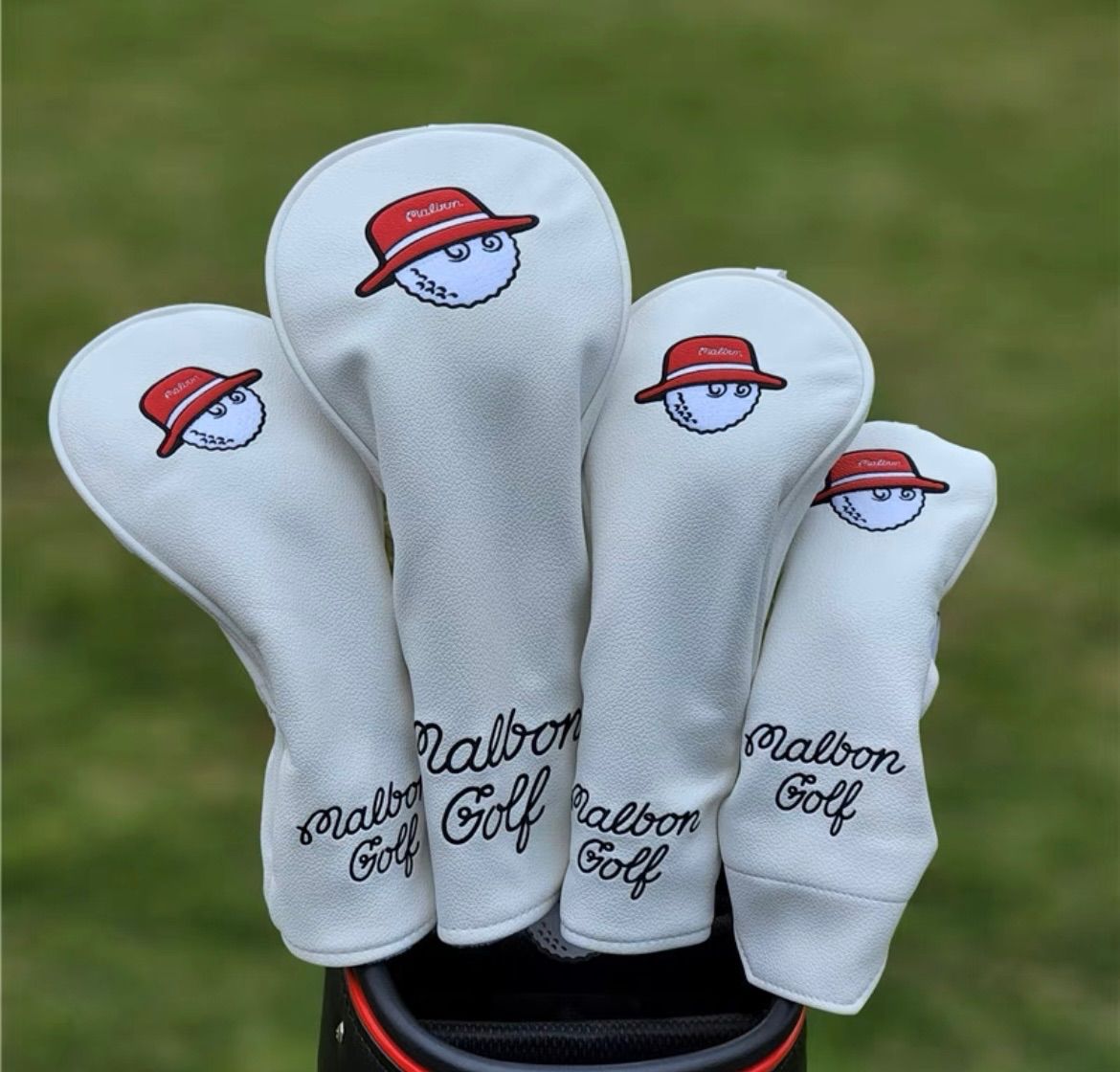 【新製品大人気4点セット】 リスMalbonGolfマルボンゴルフクラブカバー白 新製品大人気4点セット】 リスMalbon Golfマルボンクラブカバー