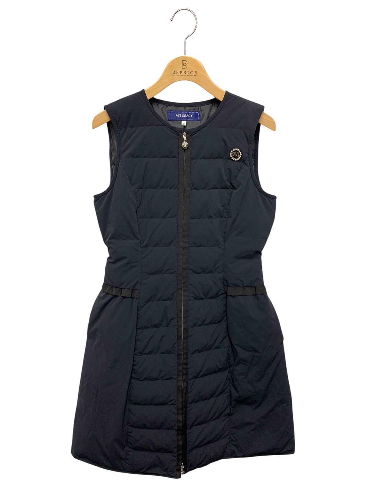 エムズグレイシー Down Long Gillet 811512 ジレ 36 ネイビー