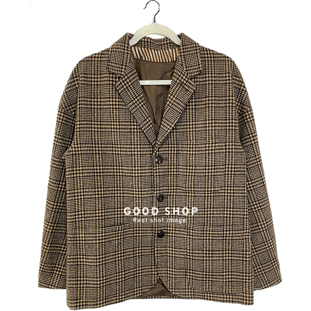 ビズビム FALKLAND BLAZER TWEED Brown Check テーラードジャケット チェック ベージュ 茶 ブラウン - メルカリ