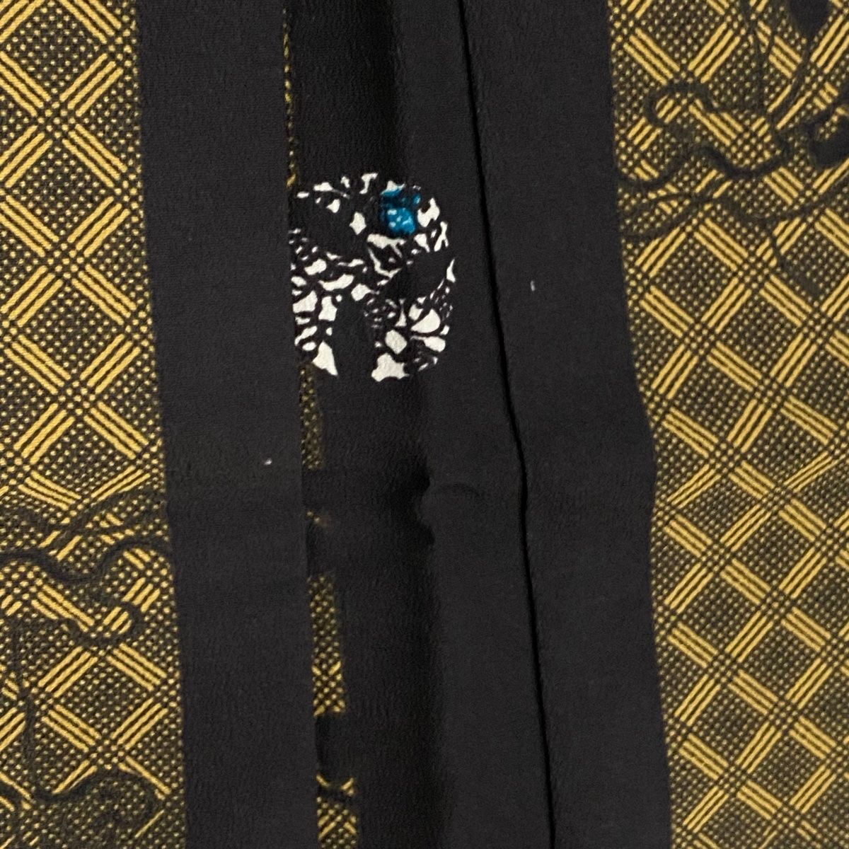 羽織 身丈98.5cm 裄丈61.5cm S 瓢箪 草花 墨色 化繊 美品 優品 【中古 