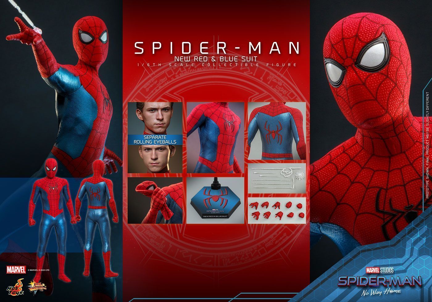 ホットトイズ ムービー?マスターピース スパイダーマン ノー?ウェイ?ホーム 1|6スケールフィギュア スパイダーマン ニュー?レッド＆ブル