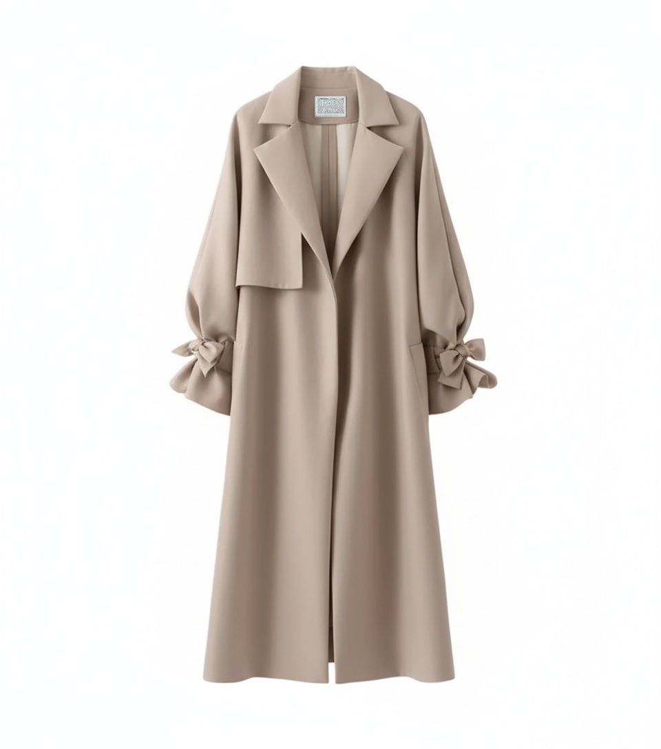 極美品FOXEY/フォクシー 37910 コート ウールBLEND袖リボン袖