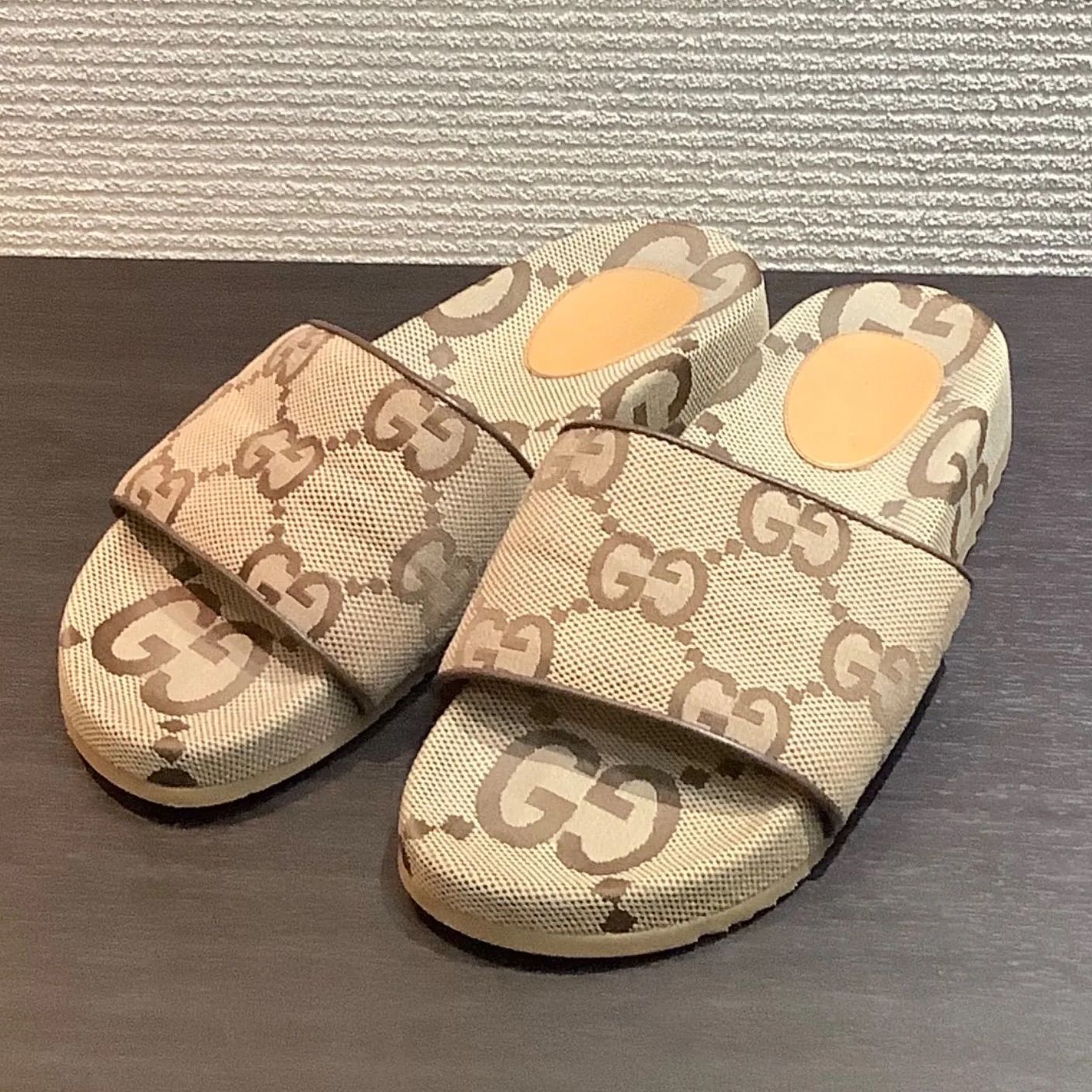 グッチ GUCCI ジャンボGG サンダル ベージュ 624695  9/28cm メンズ スライドサンダル シューズ AB-Bランク P129