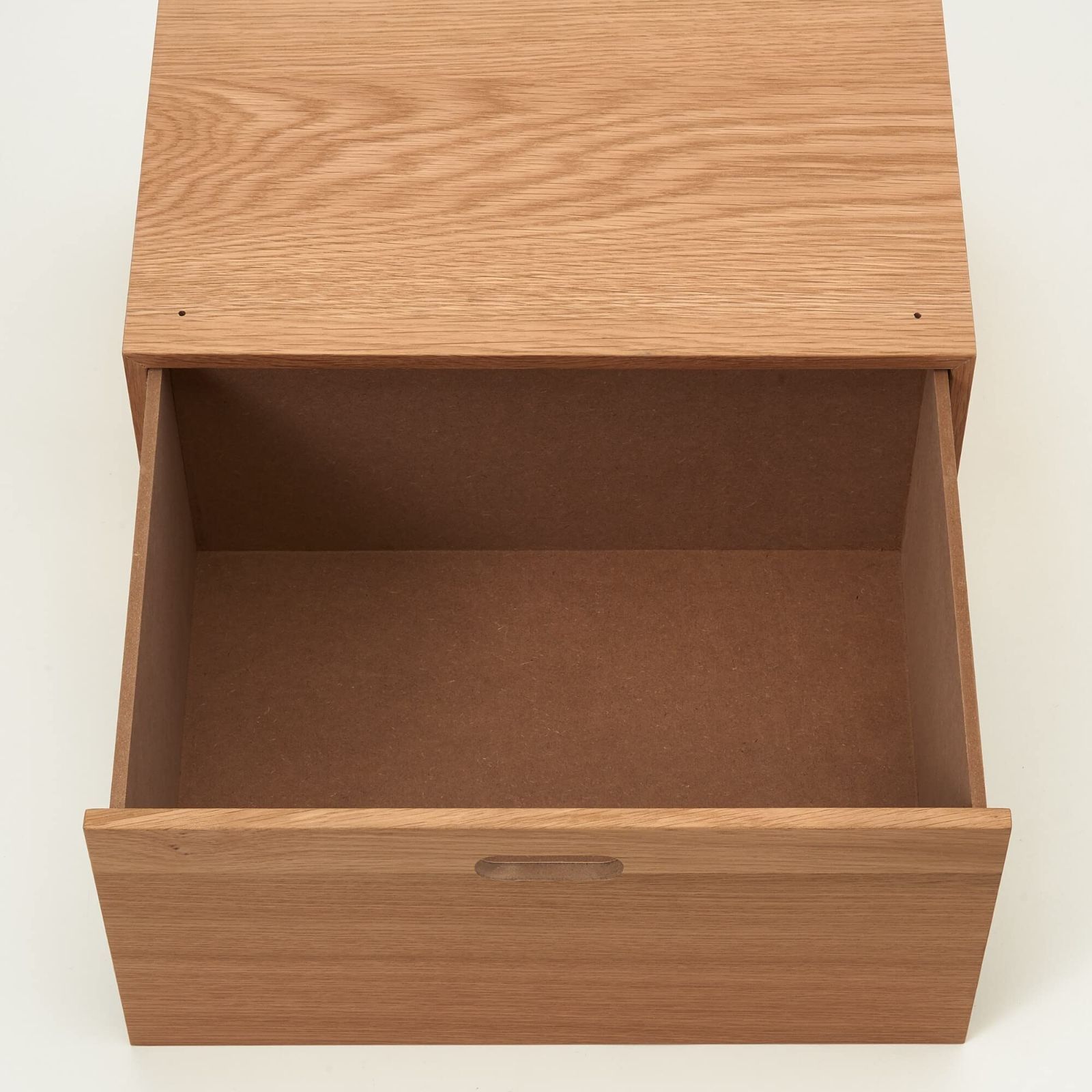 引出し1段 ハーフ オーク材突板 幅37×奥行28×高さ18.5cm スタッキング