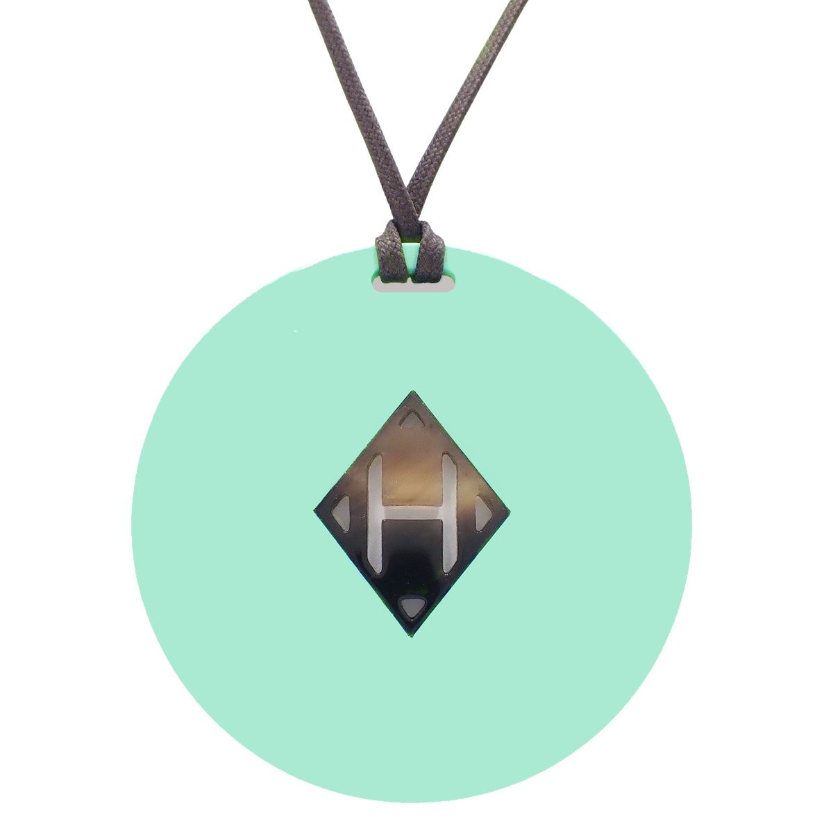 HERMES Hロゴ ネックレス ゴールド/ブルー エルメス ミニ ポップ