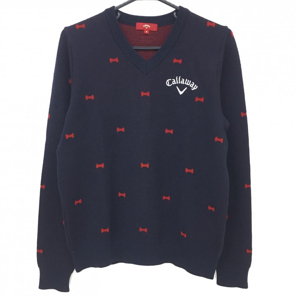 美品】キャロウェイ レッドレーベル セーター ネイビー×レッド リボン