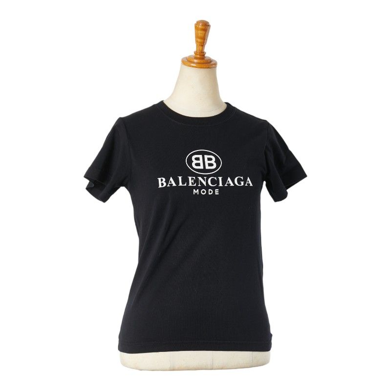 バレンシアガ BBロゴ Tシャツ サイズ XS 504156 ブラック コットン レディース BALENCIAGA 1-0202593