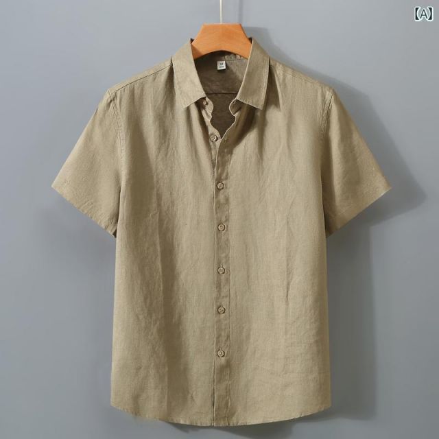 XL メンズ ファッション 服 男性用 オシャレ シンプル 大人 かっこいい 大きいサイズ ストリート 紳士服 リネンシャツ 半袖 夏 薄手 通気性 リネン 半袖 コットン リネン シャツ