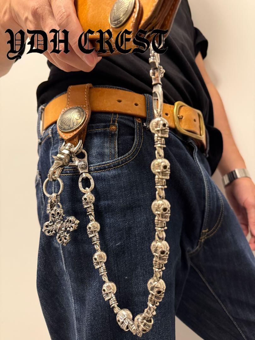 ウォレットチェーン スカルクロスバイカーウォレットチェーン 刻印有り SLKWC