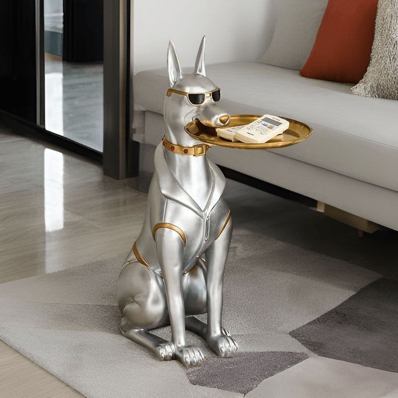 新品未使用置物 オブジェ ドーベルマン トレイ 小物入れ 犬 動物 アニマルモチーフ キー収納 鍵 オーナメント インテリア ユニーク かわいい 玄関 リ