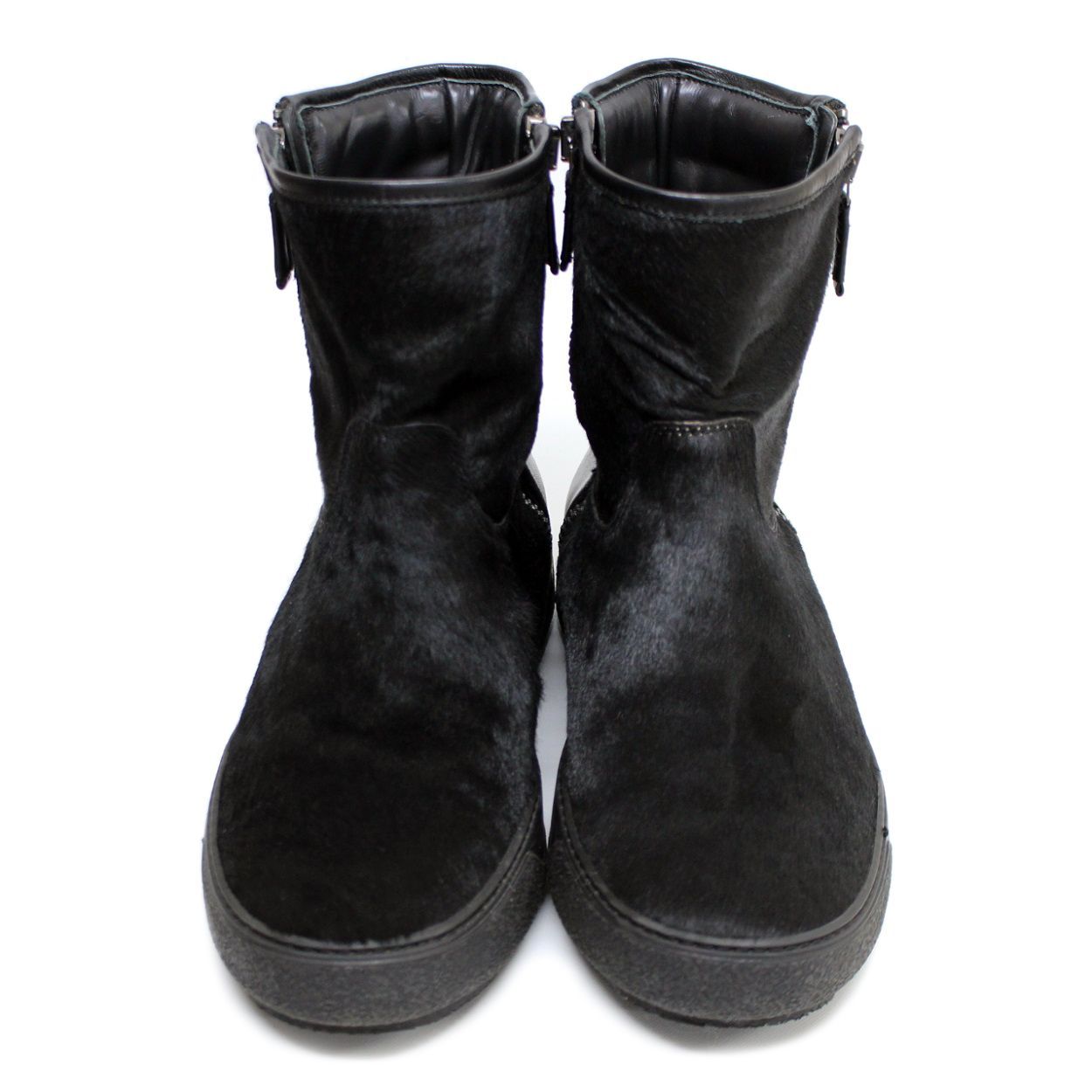 中古美品 MONCLER モンクレール ハラコ×レザー ブーツ ブラック size  