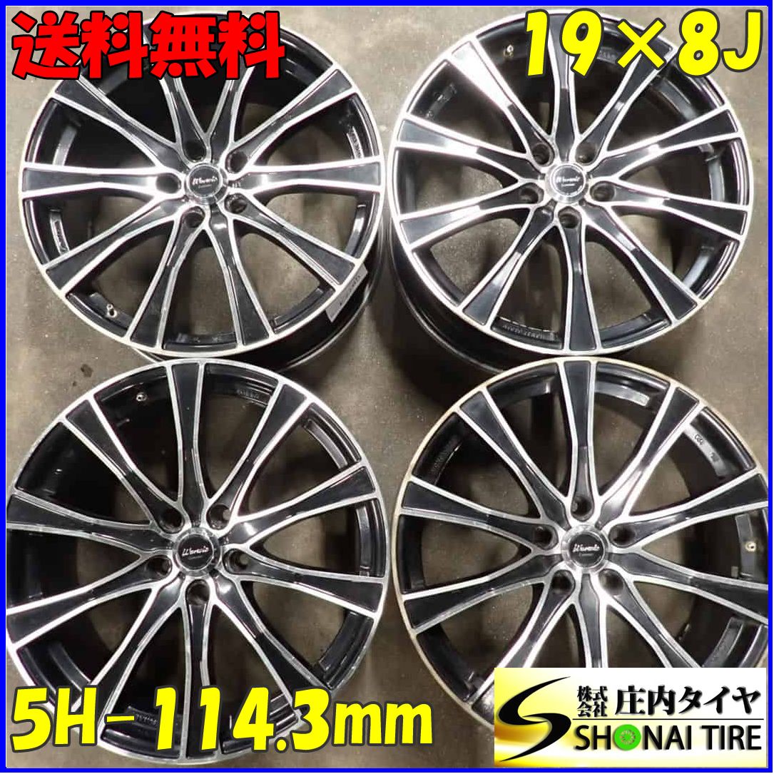 4本SET 会社宛 19×8J MONZAJAPAN ワーウィック アルミ 5穴 PCD 114.3mm 35 アルファード クラウン セルシオ 店頭交換OK NO E7765