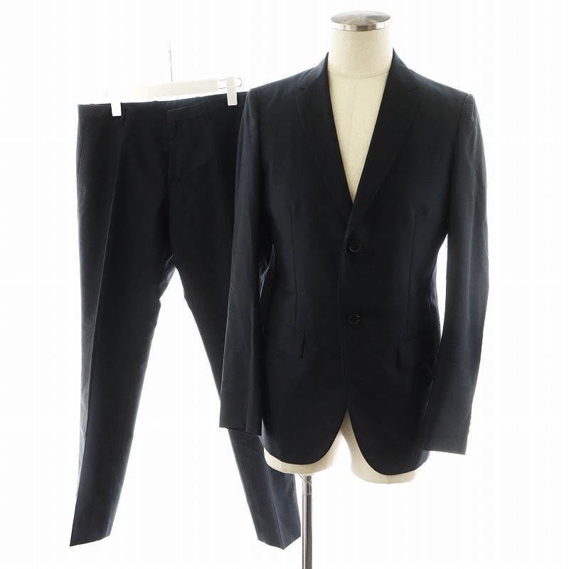 ジルサンダー JIL SANDER スーツ セットアップ テーラードジャケット シングル パンツ スラックス ウール 46 紺 ネイビー |AN50