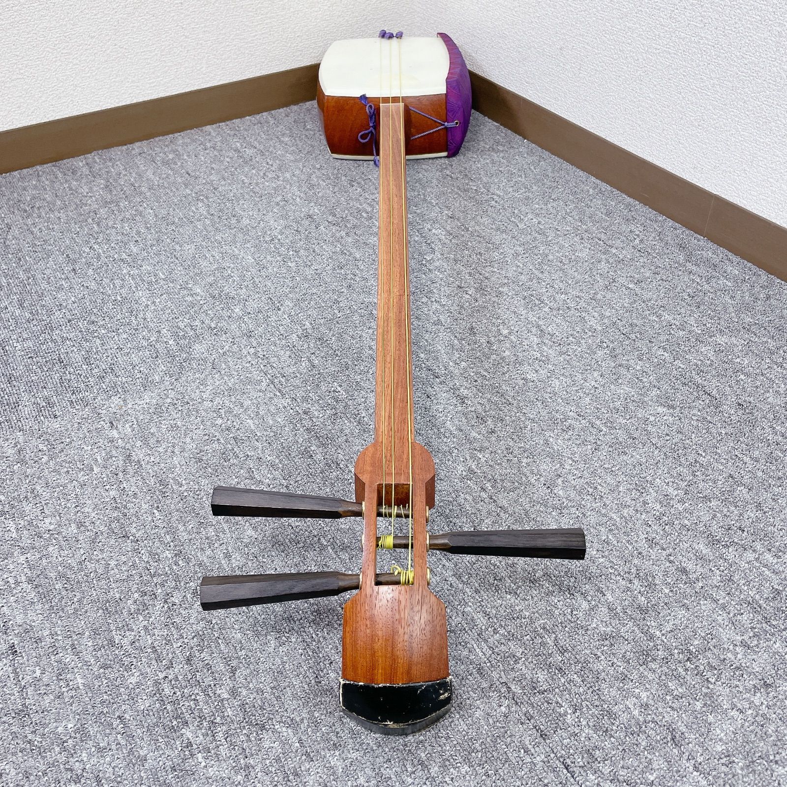 三味線 細棹 花梨 丸打胴 平溝 和楽器