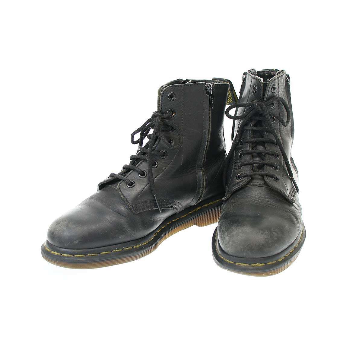 Yohji Yamamoto×Dr.Martens ヨウジヤマモト×ドクターマーチン サイドジップ8ホールレースアップブーツ  ブラック