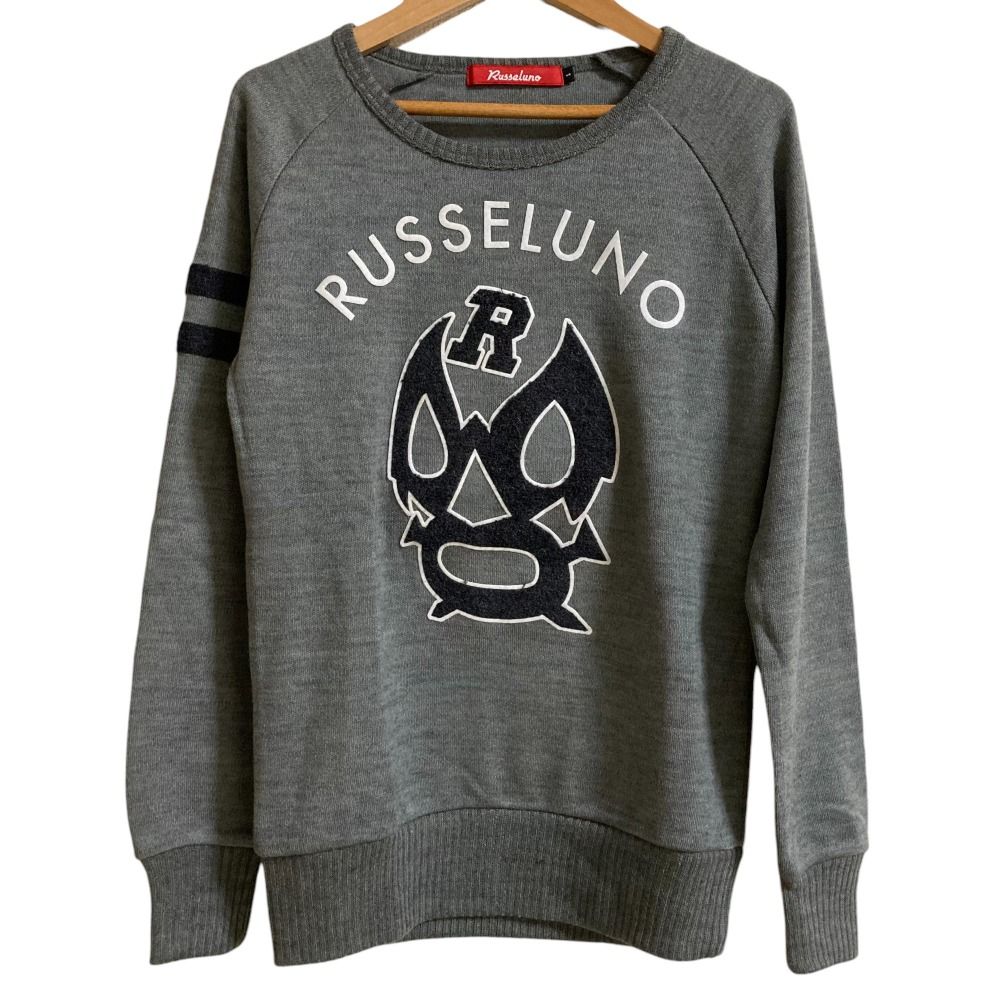 美品 RUSSELUNO ラッセルノ 長袖 ロゴニット セーター サイズ1 グレー レディース 古着 中古 美品 RUSSELUNO ラッセルノ 長袖 ロゴニット セーター サイズ1