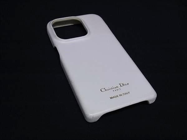 ChristianDior クリスチャンディオール レザー iPhone 15Pro 対応 アイフォンケース スマホケース レディース ホワイト系 BN4783