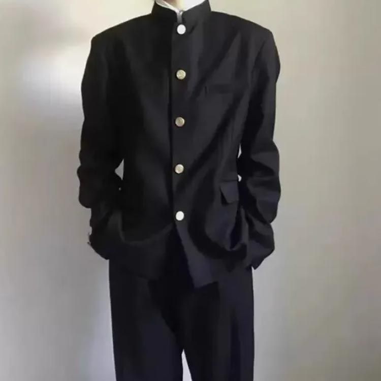 ズボン スラックス 学生服 男子 詰襟 学ラン ブラック 上着 ラウンド襟 上下セット メンズ ジュニア ボーイズ 制服 ジャケット 丸洗い ウエストゴム 高校生 中学生 通学 学生服 2点セット 入 jiaguan174