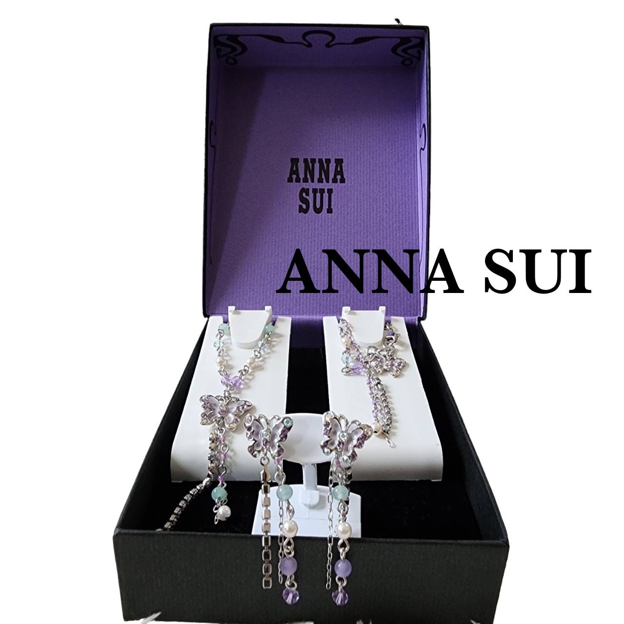 極美品★アナスイ ANNA SUI★ネックレス★ブレスレット★ピアス★3点セット★箱付き★バタフライ 蝶々モチーフ