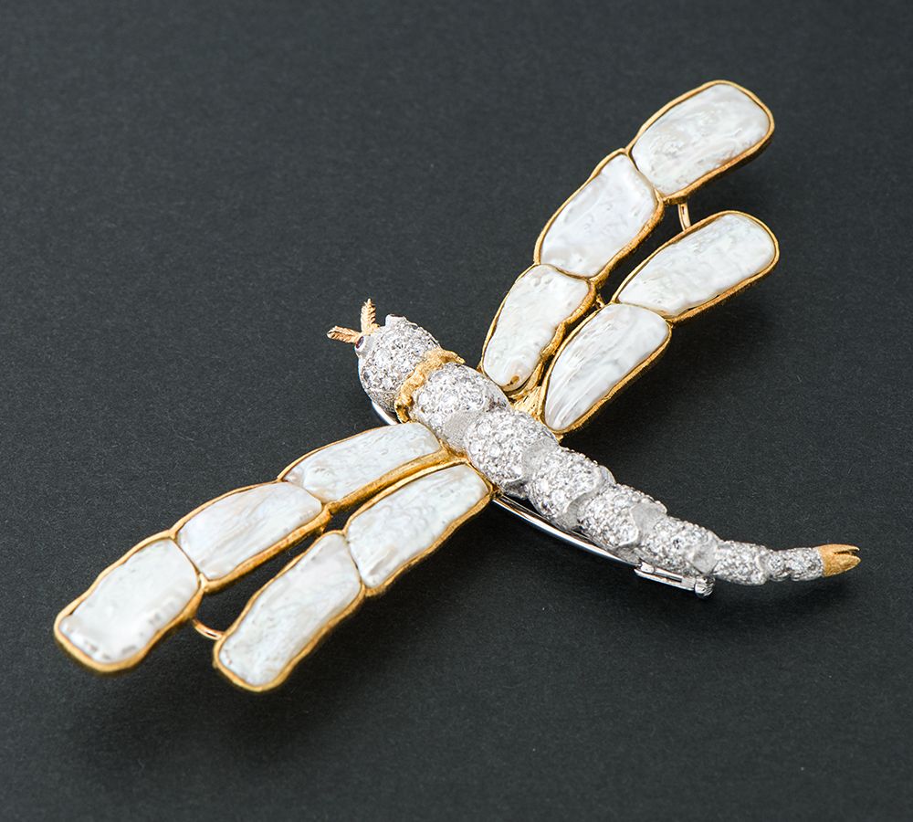 庄MZp223 天然ジェイダイト ヒスイ K18ゴールド ブローチ 鑑定書付 庄