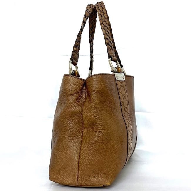 グッチ トートバッグ ブラウン シマ バンブー 232947 美品 レザー 