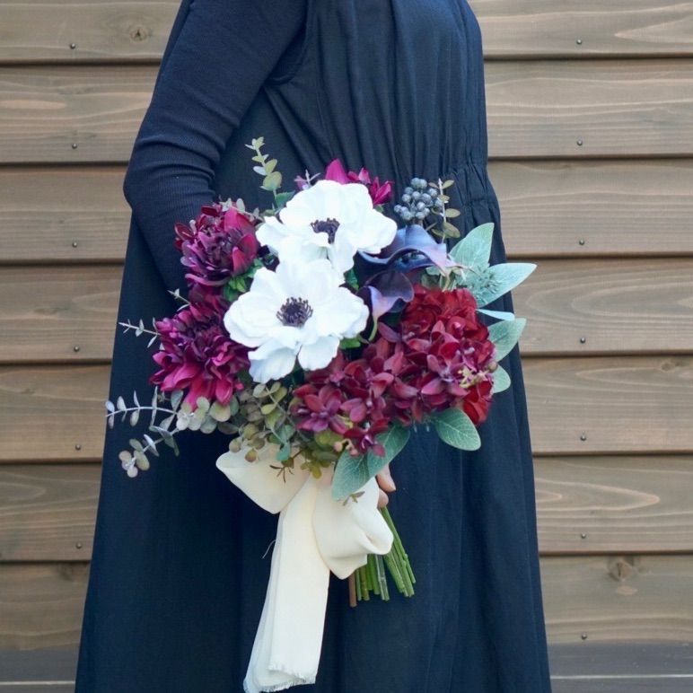 ✿アネモネとボルドーカラーのブーケ （造花）新品未使用品 ✿アネモネとボルドーカラーのブーケ （造花）新品未使用品