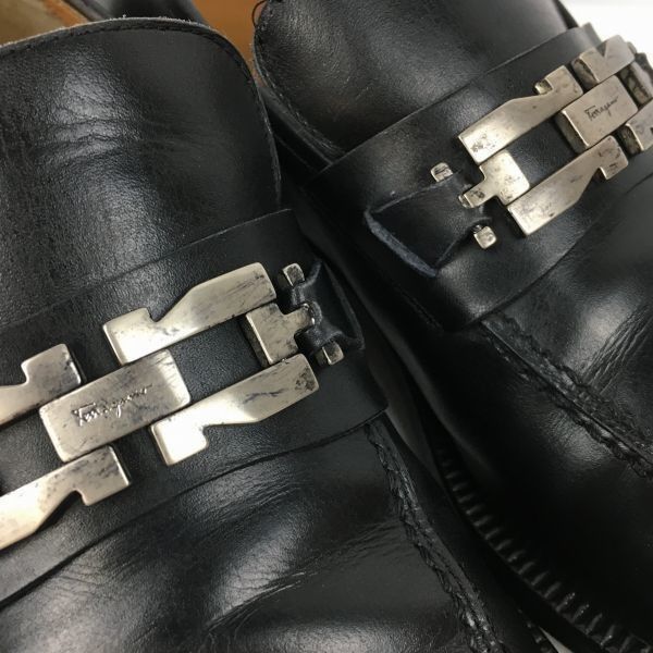試着交換OK！フェラガモ イタリア製 size9.5EE オールレザー ビット 