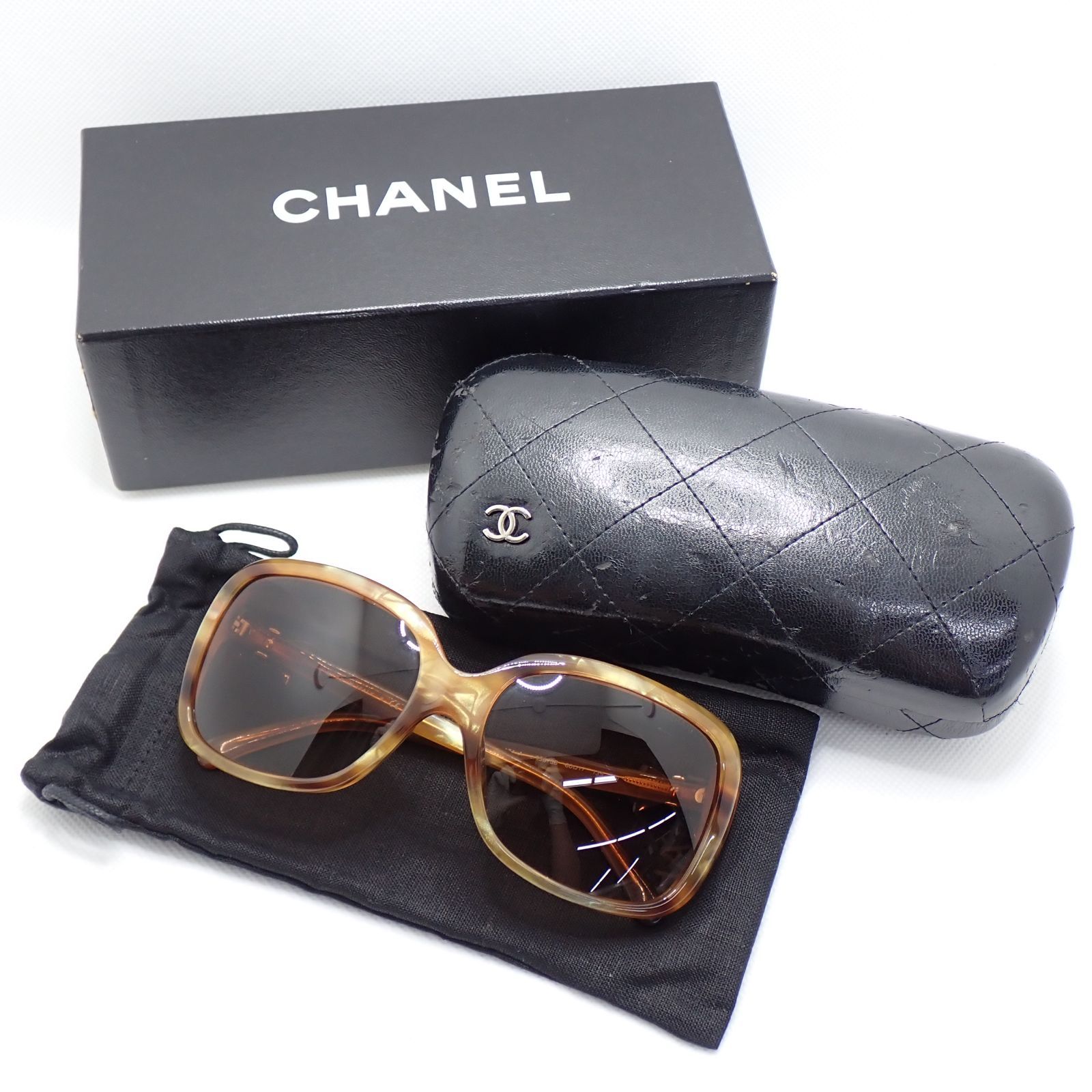 CHANEL サングラス ココマーク ダークブラウン　リボン レディース シャネル サングラス ココマーク リボン セルフレーム ブラウン